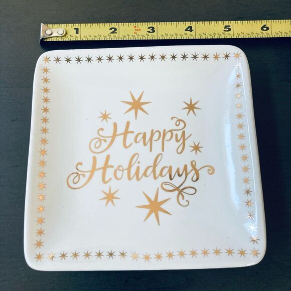 Ceramic “Happy Holidays” Decor Trinket Tray - Picture 2 of 3